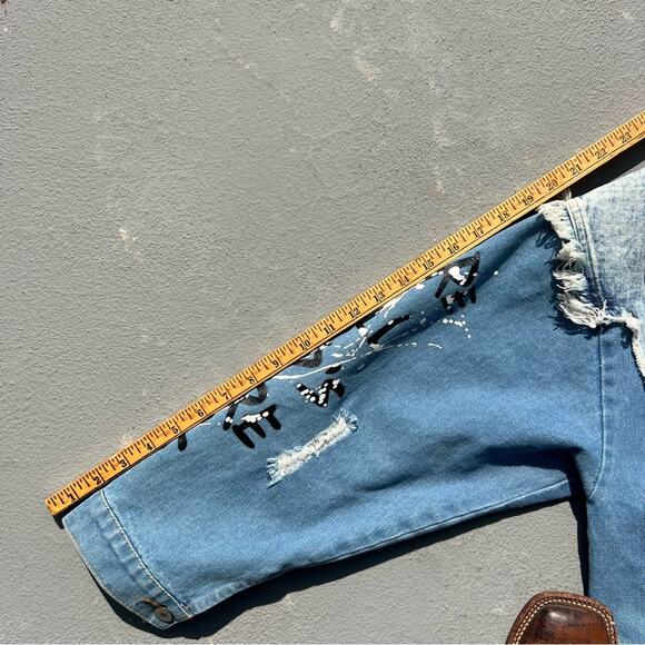 Hard Rock Cafe Bad Girl Vog Paris Catwoman Denim Jean Two Tone Jacket Blue B LG - Picture 5 of 9